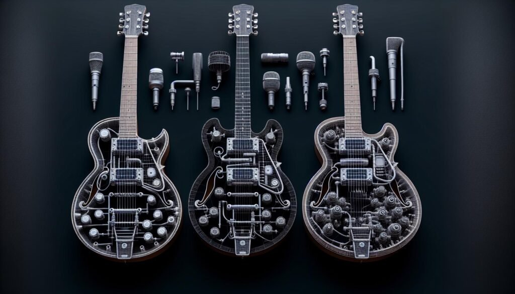 Comparaison des différentes configurations de micros sur les guitares électriques hollow body