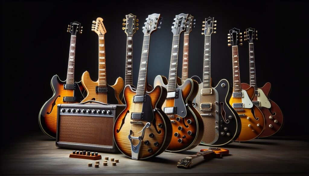 Les guitares électriques hollow body avec un circuit de tonalité polyvalent