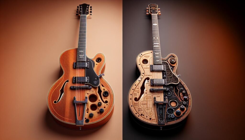 Comparaison entre les guitares semi hollow body et les guitares solid body