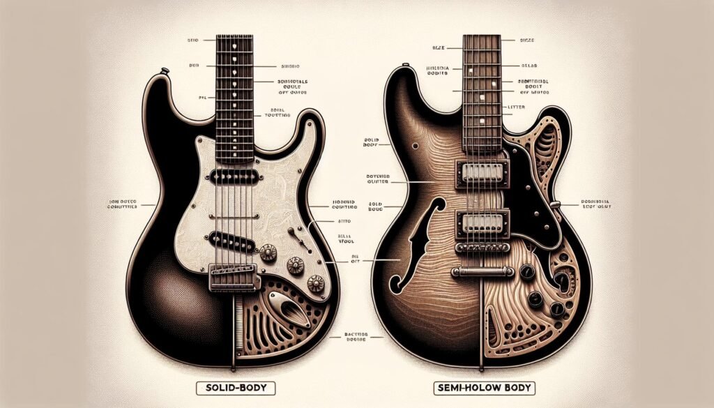 Comparaison entre les guitares solid body et les guitares semi hollow body